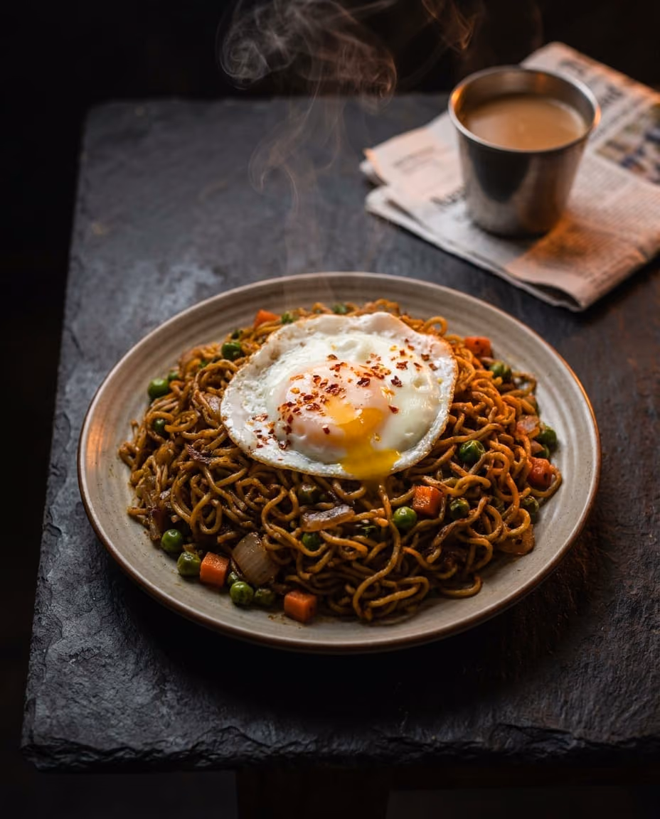 Maggi (Veg / Egg) — Two-minute noodles that take eight and are worth eleven. Add an egg — this is a democracy, but we know how you'll vote.