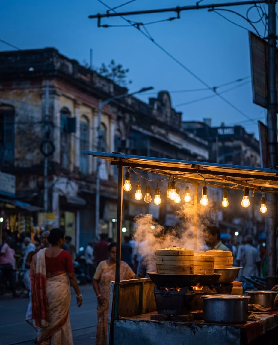 Golden hour, opposite Deshbandhu Park. Follow the steam.